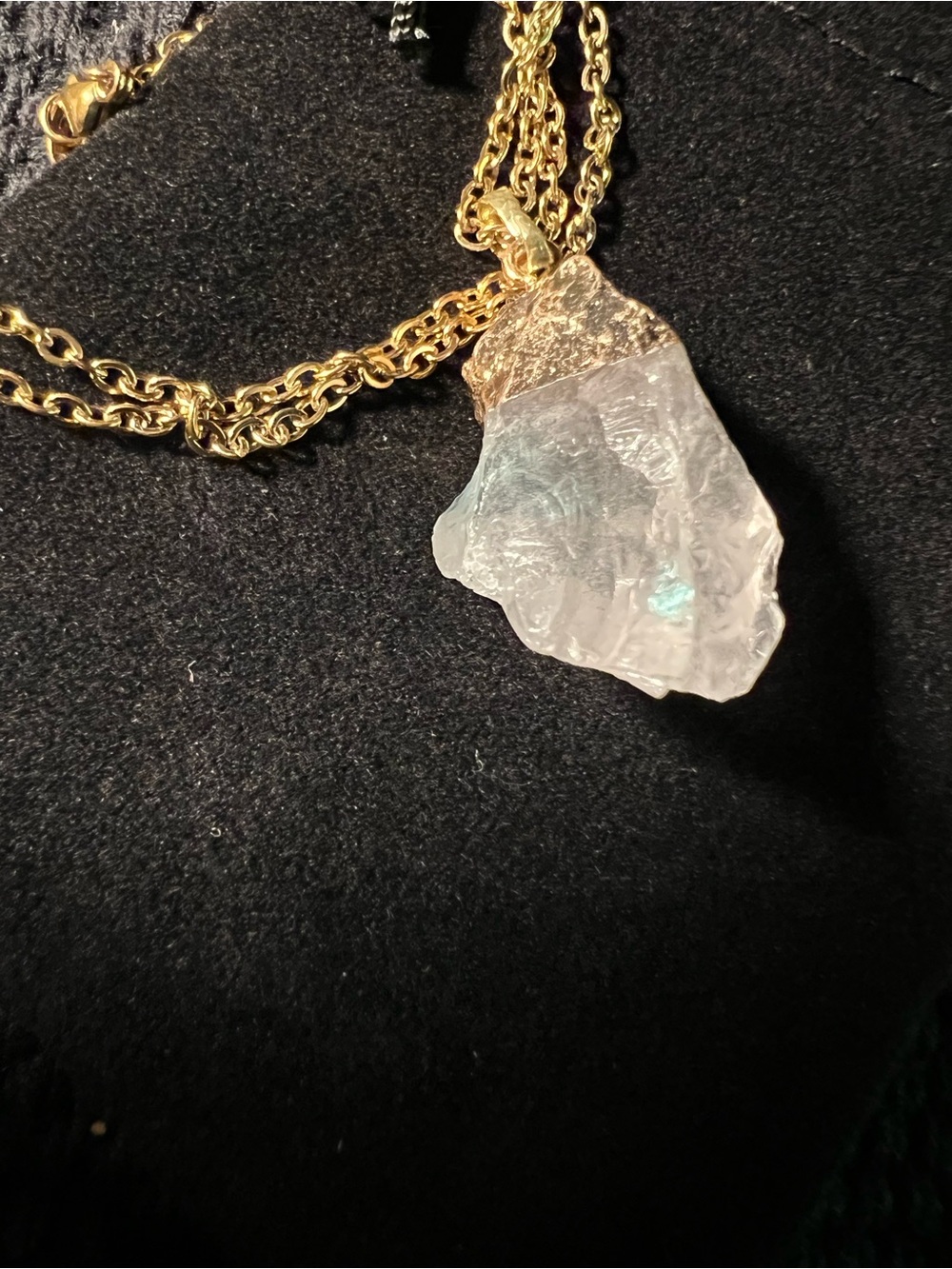 Clear Quartz Gold-Dipped Crystal Pendant Necklace - Picture 3 of 5